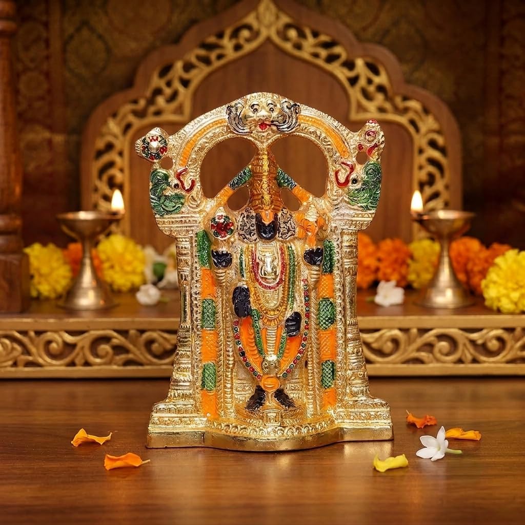 KridayKraft Tirupati Balaji Metal,Balaji Idol Statue for Pooja,Home,Office Walls Decor,Gift Your Relatives,Religious Idol Showpiece Decoratvie Statue for Corporate Gift Article