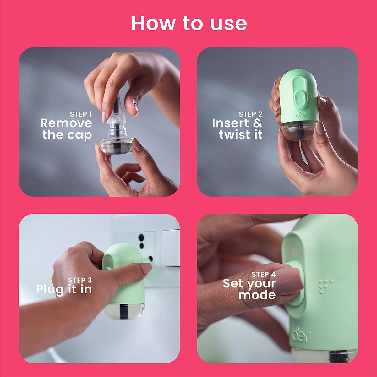 Godrej aer Plug Electric Air Freshener 2 Refills (20ml each) | Rose Blossom | Lasts up to 120 days