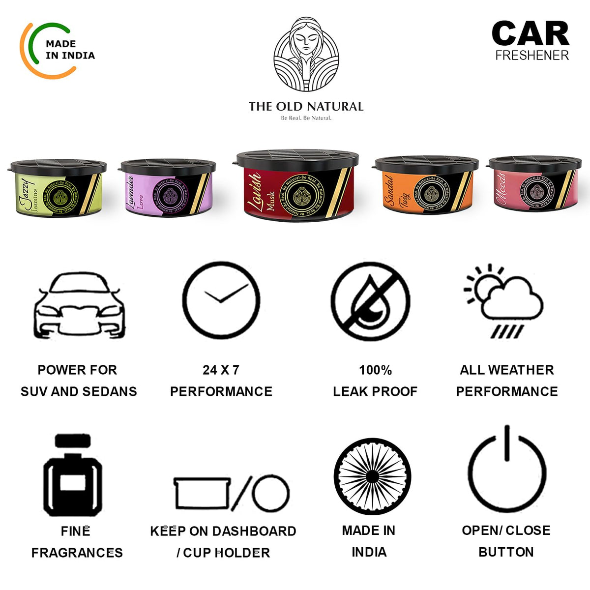 The Old Natural Car Perfume | Car Perfumes And Fresheners | Dashboard Car Freshener | Stress Relieving & Pest Repellent | Essential Oil Based Car Perfume (Lavender Love)