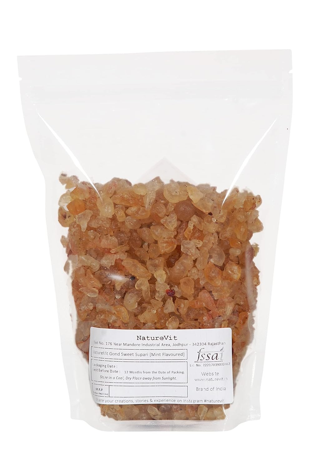 NatureVit Mint Flavoured Gond Supari 200g | Edible Acacia Gum with Mint | Natural Mouth Freshener | Cooling Digestive Mukhwas | Ideal for Post-Meal Use & Summer Refreshment