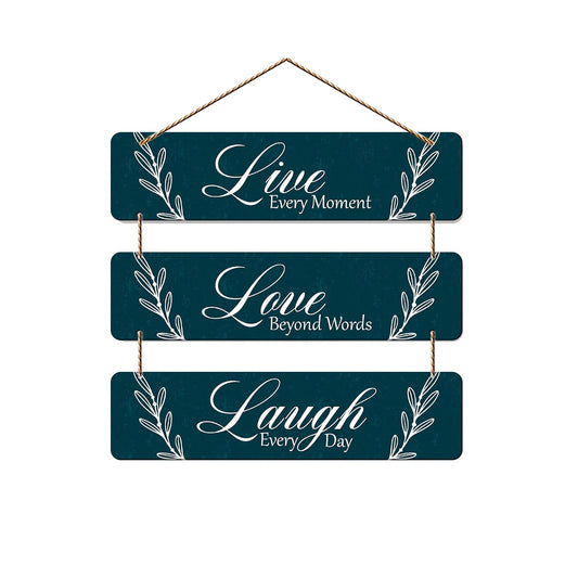 Artvibes Live Love Laugh Printed Wooden Wall Hanging | Quotes Decor Item | Wall Accent | Office Wall Decoration Items | Inspirational Quotes Wall Art | Mdf Wall Decoration | Gift Items (WH_5306N)