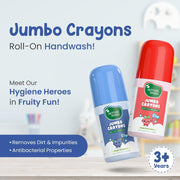 Mother Sparsh Jumbo Crayon Roll-On Kids Handwash (Pack of 2) | Strawberry & Blueberry Scented | Non-Toxic Hand Wash for Kids, Paraben Free, SLS Free, Alcohol Free | Colourful Soap Pen