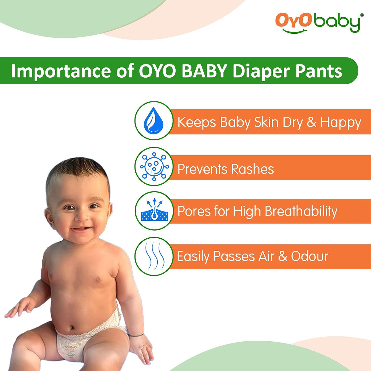 OYO BABY Pant Style Baby Diapers, Pack of 1 - X-Large (XL), 36Count, for Babies 12-17kg, with Aloe Vera Lotion for Rash Protection & Up to 12 Hours Protection