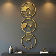 DSH CRAFTING YOUR CURIOSITY Metal Round Shaped Beautiful Leaf Wall Decor Wall Arts Perfect For Living Room Hotel Restaurant Bedroom Drawing Room. (Set Of -3)