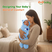 OYO BABY Hooded Swaddle Blanket for Newborns | Super Soft Flannel Wearable Sleeping Bag Wrap | Warm, Cozy & Breathable | Easy Wrap Design | 0–6 Months (72x68 cm) | Unicorn Blue