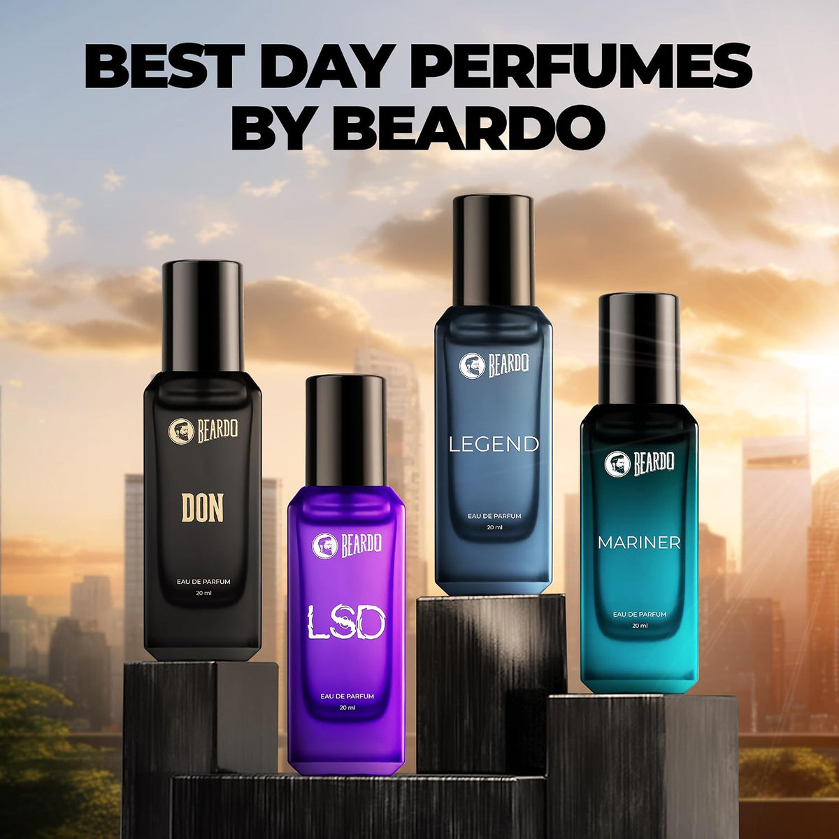 Beardo Day Perfumes For Men 4 x 20ml | Compliment worthy Unisex perfume combo | Long Lasting Perfumes - Fresh & Aquatic Fragrances | Rakhi gift for brother | Gift for brother | Gift for husband