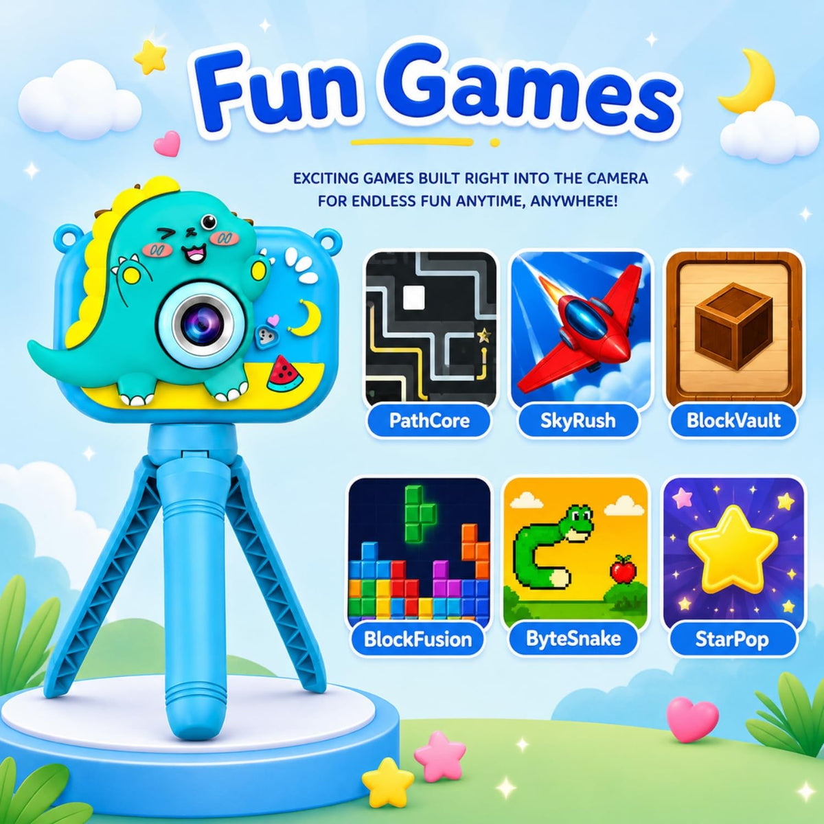 Toy Imagine Dino Design Kids Digital Camera, Color Assorted