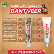 Zandu Dantveer, 400g, India’s 1st Ayurvedic toothpaste with Irimedadi oil | Scientifically proven formula |Fights 9 dental problems
