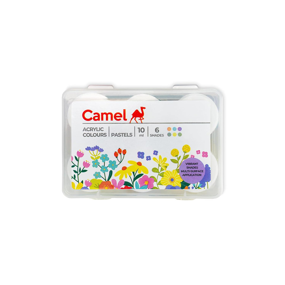 Camel Acrylic Pastel Shades 10ml Each,6 Shades, Assorted