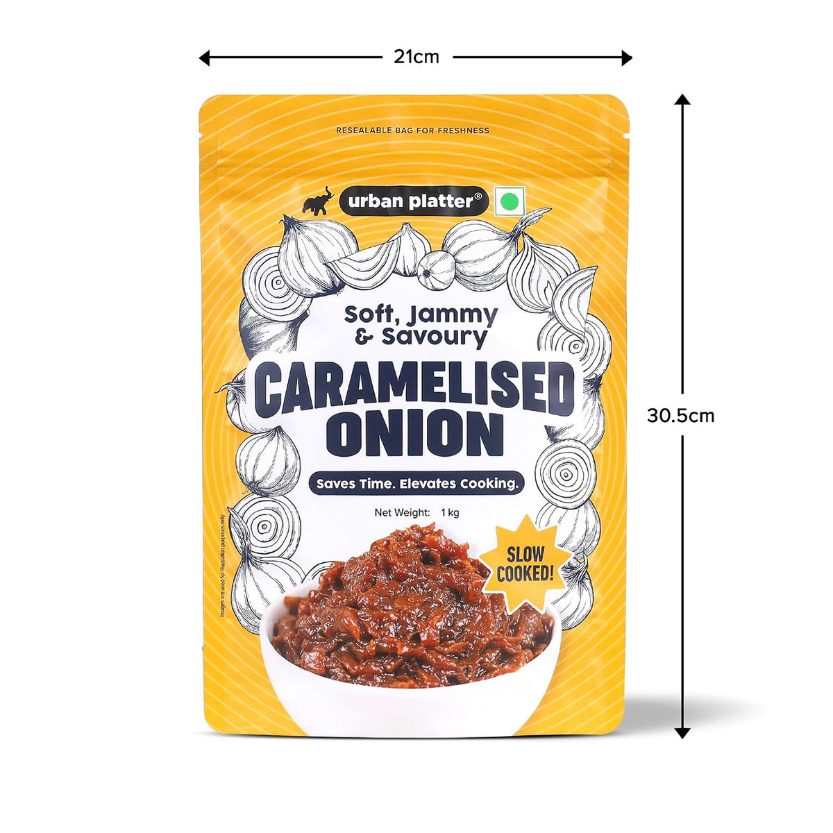 Urban Platter Caramelized Onion, 1Kg (Sweet-Savoury Onion Base for Pasta, Sandwiches, Gravies & Gourmet Cooking, Soft, Jammy & Slow Cooked, Perfect for Meal Preps, Value Pack)