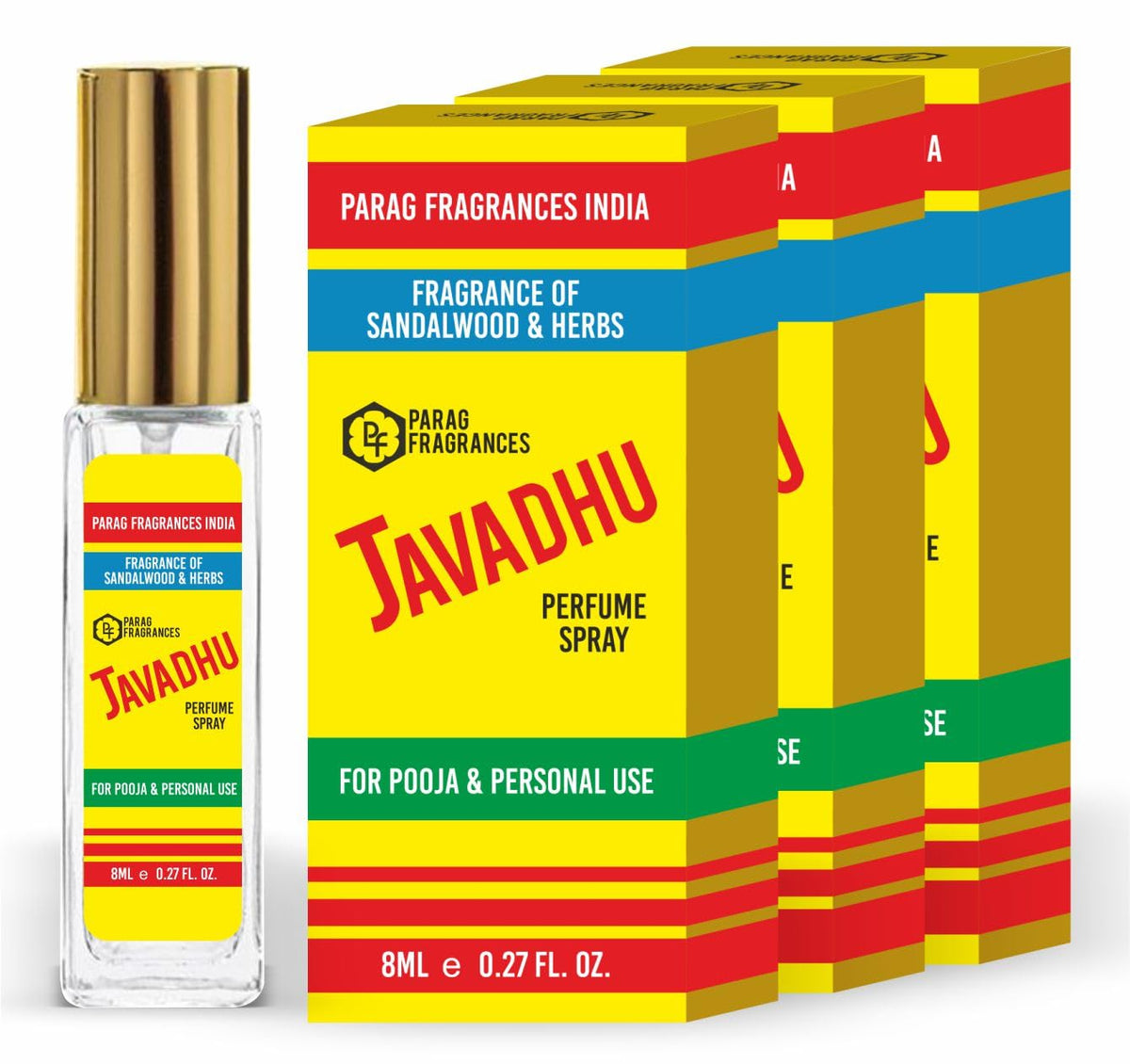 Parag Fragrances Javadhu Long Lasting Perfume 8ml x 3 pc Total 24ml Perfume Spray For Men and Women Natural Fragrance of Javadhu