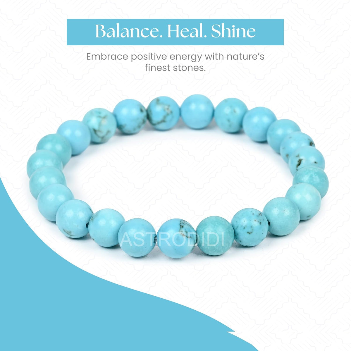 Astrodidi Natural Certified Firoza Turquoise Stone Bracelet for Throat Chakra, Communication, Good Luck, Manifestation, Money, Success, Positive Energy | Reiki Feng-Shui Healing Crystal Gemstone for Men and Women