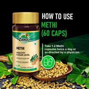 Zandu Methi Capsules (Fenugreek), Extracts of Methi (60 Veg Capsules x 2)