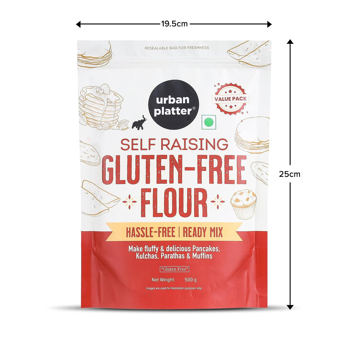 Urban Platter Self Raising Gluten-Free Flour, 500g (Ready Mix | Wheat Free | For Pancakes, Muffins and Cakes)