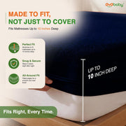 OYO BABY King Mattress Protector | 100% Waterproof & Breathable Bed Cover with Soft Terry Cotton Feel | 360° Fitted Elastic Protection for Family, Kids & Baby Beds | 72 x 84 Inch (6 x 7 Ft) -Dark Blue