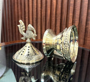 DSH Brass Incense Burner Dhoop Dani Peacock Bakhoor Holder Decorative Insence Burner for Home Purifying Office Temple Prayer Butler.(LBN-20-KAMALmor)