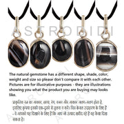 ASTRODIDI Black Sulemani Hakik Stone Pendant in Panchdhatu with Lab Certificate for Men and Women Also Known as Aqeeq, Black Akik, Kala Haqiq Agate Gemstone