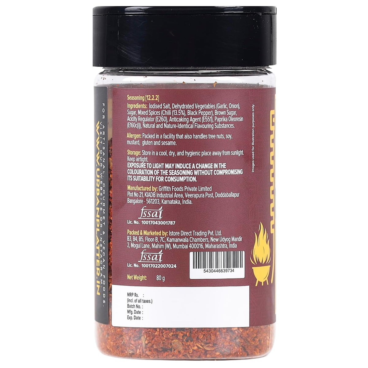 Urban Platter Korean BBQ Chilli Seasoning, 80g (Plant-Based | Bold BBQ-Style Grilling | Signature Korean-Style Flavour)