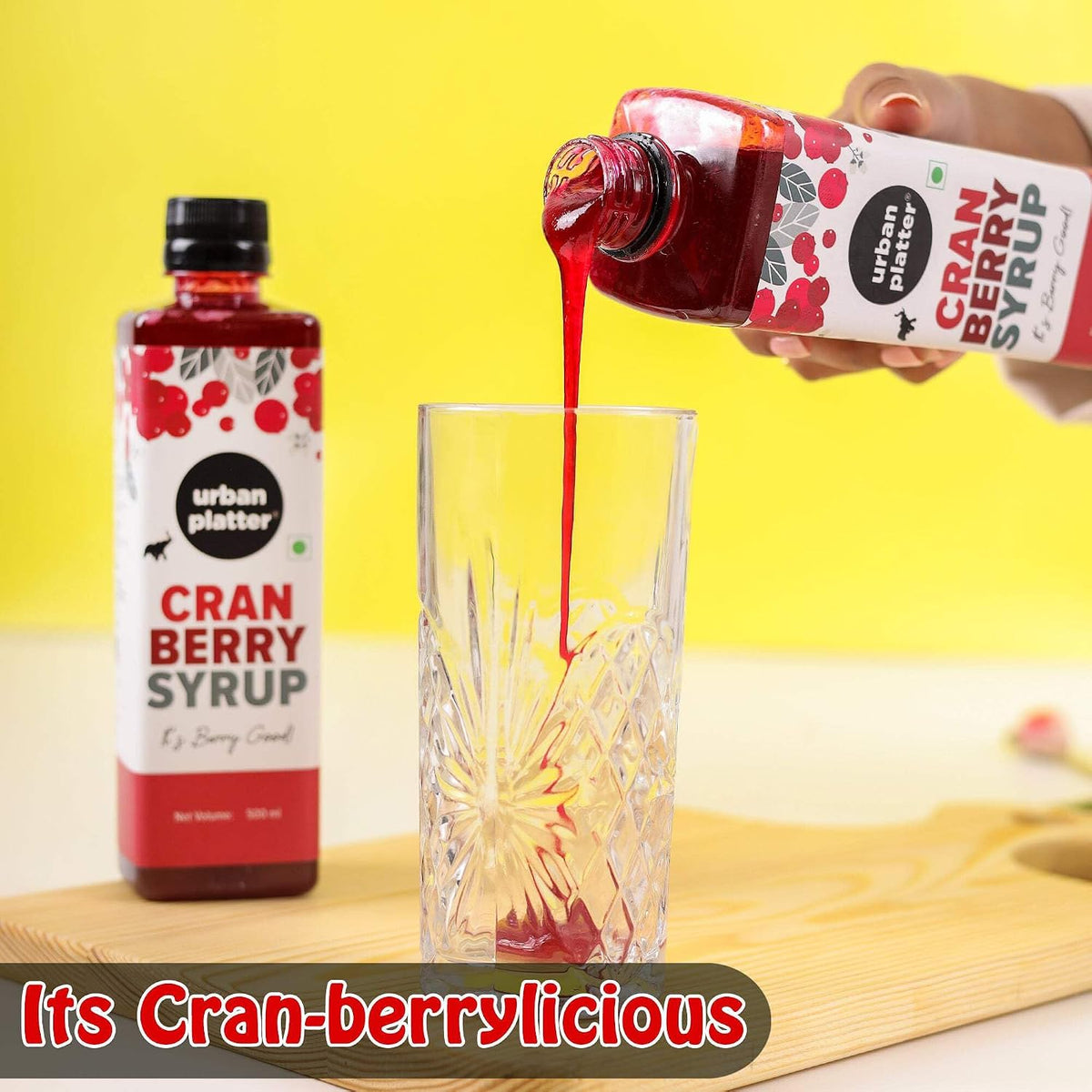 Urban Platter Cranberry Syrup, 500ml [Thick, Real Fruits]