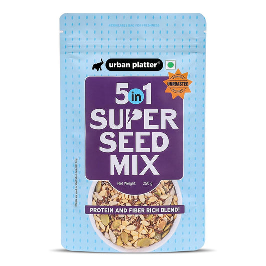 Urban Platter Unroasted 5-in-1 Super Seed Mix, 250g (High Protein & Fiber | Pumpkin, Sunflower, Watermelon, Sesame & Flax Seed Blend | Raw & Ready-to-Eat Superfood Snack)