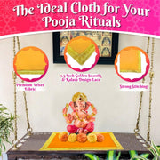 Bhakti Lehar Orange Velvet Pooja Cloth | Aasan for God Idol Sitting, Mandir Shelf, Puja Chowki Table and Home Temple Decoration - Pack of 4 (9 x 13 Inch)