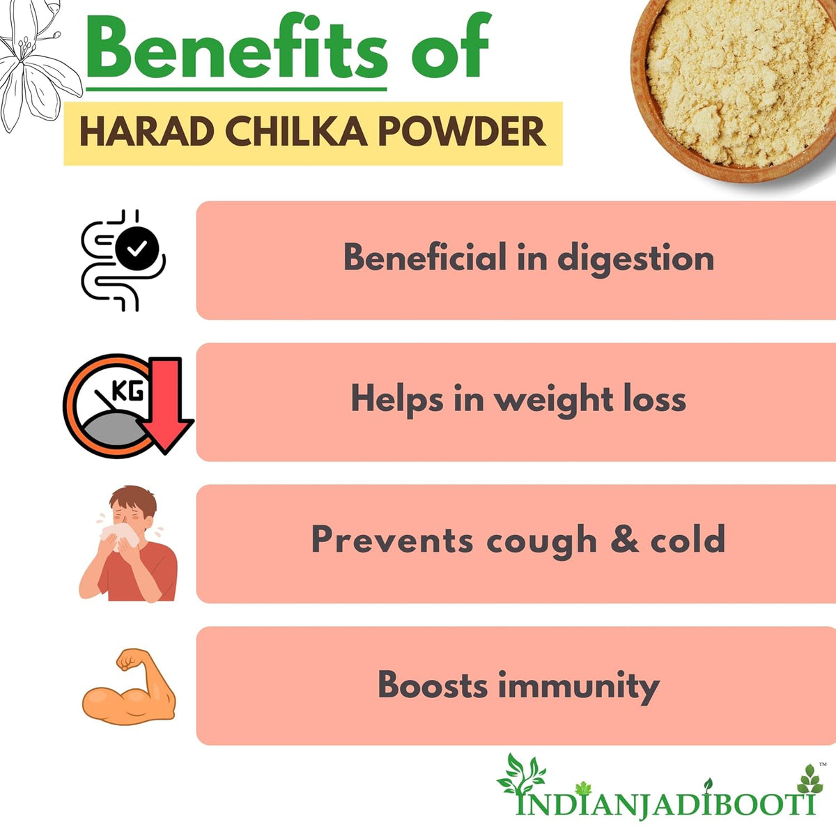 IndianJadiBooti Pure Harad Chilka Powder (Seedless Haritaki Rind) | Botanical for Digestive Harmony, Detox & Tridoshic Balance 100g | (Pack Of 2)
