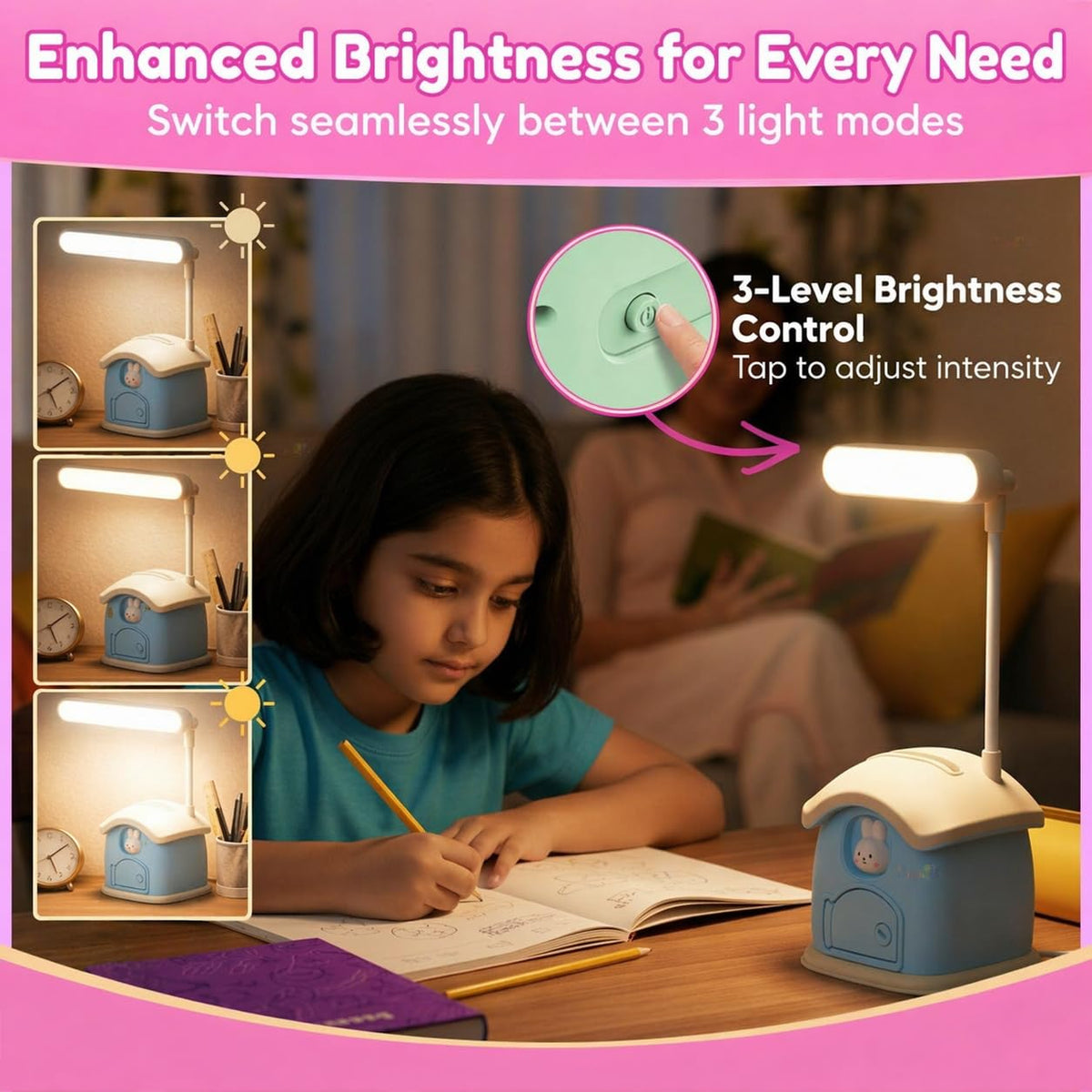 Toy Imagine 3-in-1 Desk Lamp with Pen Holder & Piggy Bank USB Rechargeable Study Lamp, Cute Design for Kids, Perfect for School Desk, Study Table & Bedroom(Multicolour)