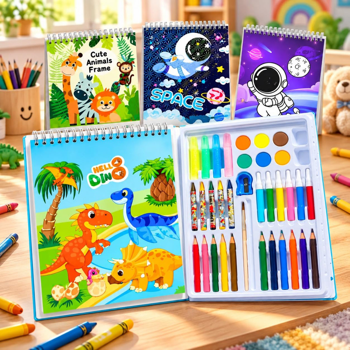 Toy Imagine Coloring Book Art Kit for Kids 6-12 with Crayons & Pencils