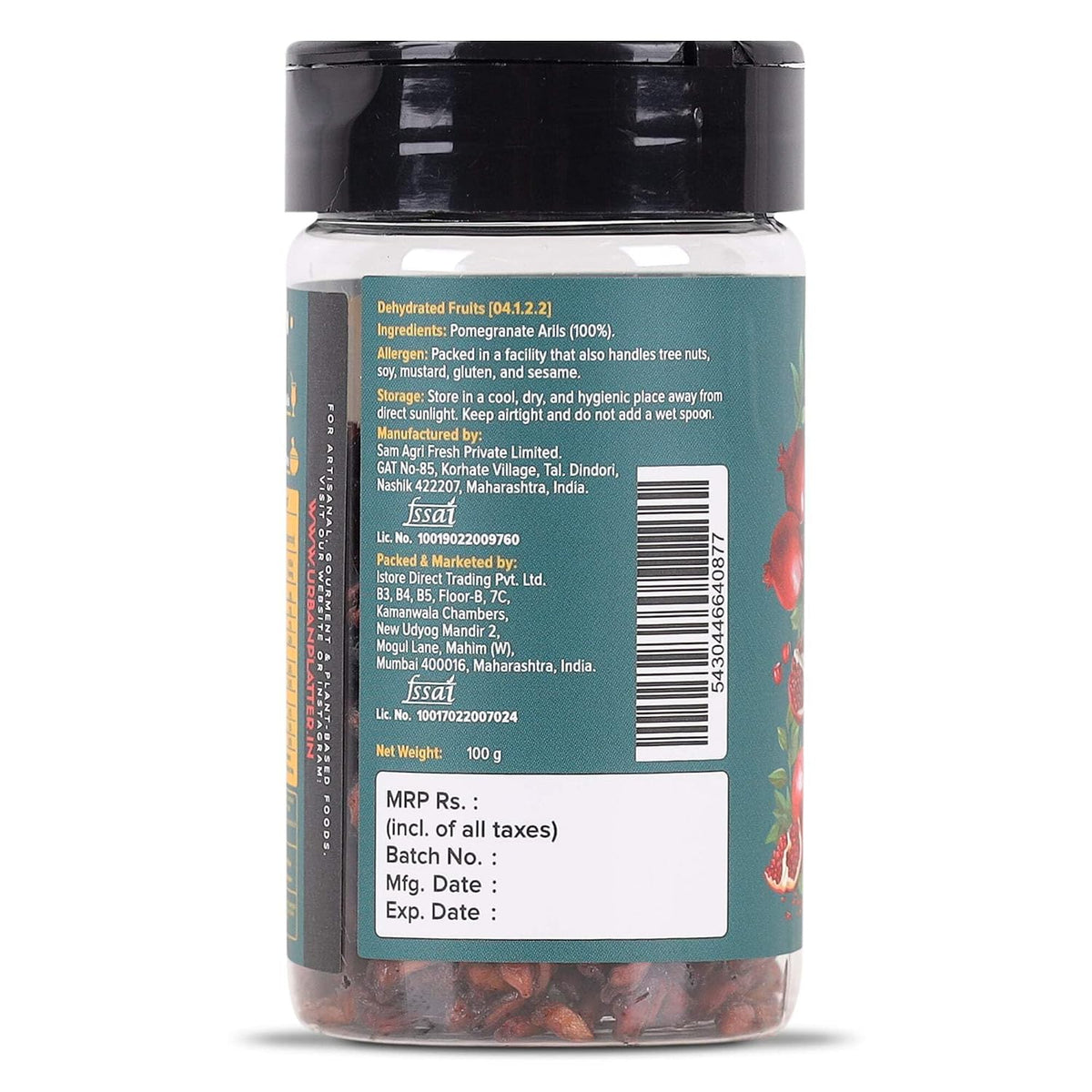 Urban Platter Anardana, 100g [Dried Pomegranate Arils, Healthy Snacks, Naturally Sweet, Superfood Goodness]
