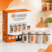 E-COSMOS® 500 ml Plastic Kitchen Storage Container Pack of 4 - Airtight Oval Container with Clear Window for Snacks, Tea, Coffee & Dry Fruits (Multicolor) (Pack Of 4, 500, Milliliters)