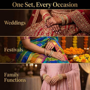 NMII Gold Plated Metal with Zircon Stone Bangles Pacheli Style Trendy Kada Set For Girls & Women | Traditional Rajwadi Bangles | Women's Bangles Bracelet | Kada For Women- Set of 2