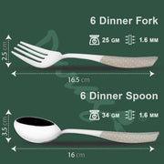 Parage 12 Pieces Stainless Steel Premium Cutlery Set for Home & Kitchen, Luxury Dining Tableware Small Spoon & Fork Gift, Laser Chammach Set, Silver Dazzle Design (6 Dinner Spoons & 6 Dinner Forks)
