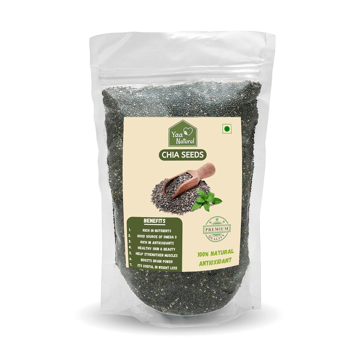 Yaa Natural Raw Chai seed Rich Omega-3, Protein in Calcium & Fiber,and Antioxidant & Weight Management 100% Natural Quality (