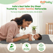 OYO BABY 100% Waterproof Reusable Baby Dry Sheet Medium 100×70 cm | Breathable Fabric Bed Liner | Absorbs Moisture Quickly | Chemical-Free and Odourless | Perfect for Travel & Everyday Use - Sea Green