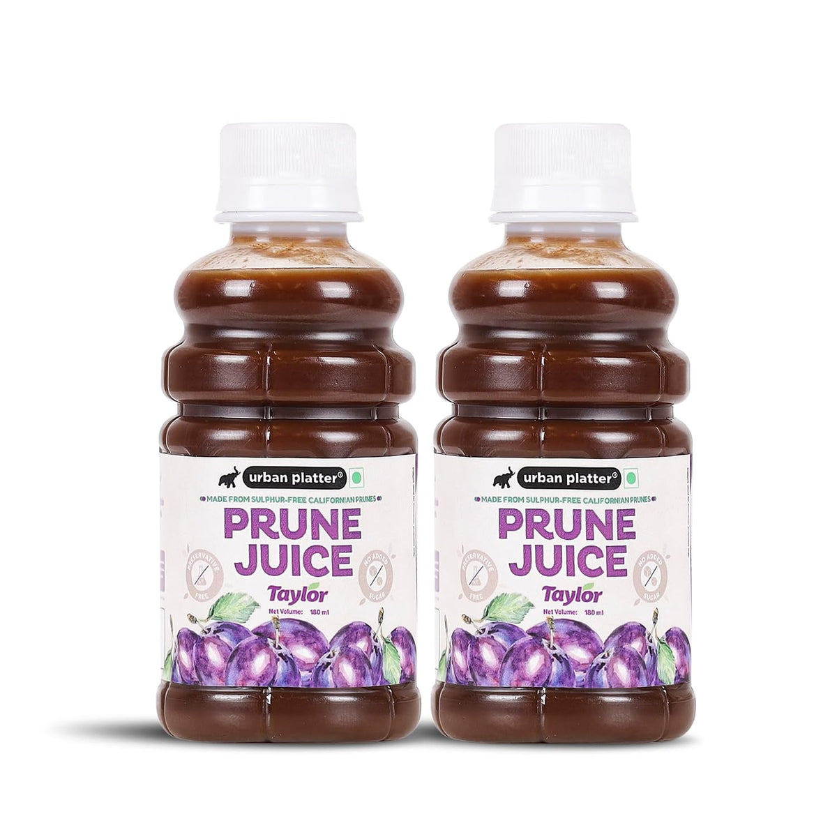 Urban Platter Pure California Prune Juice, 180ml, Pack of 2 (No Added Sugar | Natural Digestive Support | Source of Antioxidants & Potassium | Preservative-Free)