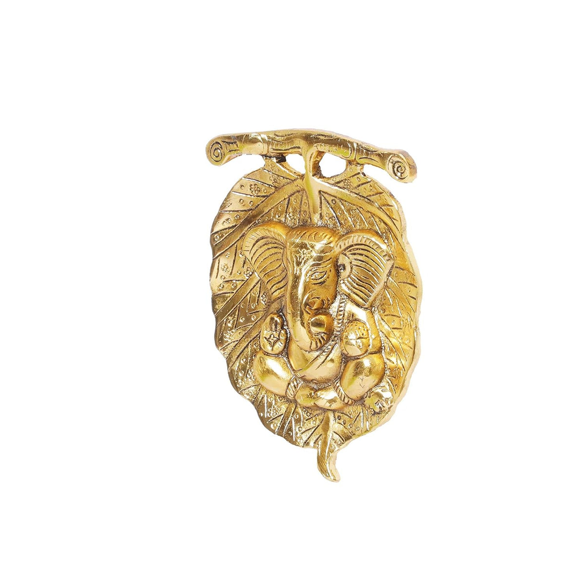 KridayKraft White Metal Leaf Ganesh Main Door Hanging for Home Decor