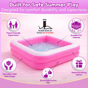 Toy Imagine 3 ft Square Inflatable Pool for Kids – Swimming Bathtub for Toddlers (0–5 Years) | Outdoor Garden Summer Play Pool(Pink)