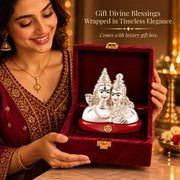 DIVINITI 999 Silver-Plated Shiv Parvati Idol | Shiva Parvati Murti for Home, Office & Pooja Mandir | Wedding, Diwali & Housewarming Gift with Premium Gift Box | 7.5 x 6 CM