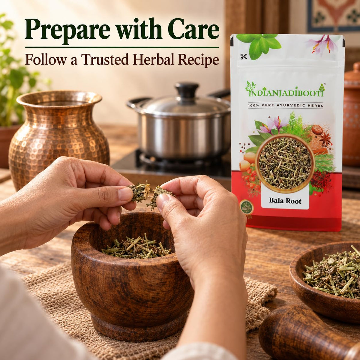 IndianJadiBooti Raw Bala Root - Sida Cordifolia - Country Mallow - Dry Whole Herb