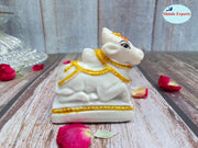 SHINDE EXPORTS Marble Religious Shivling With Nandi Set For Home Puja Small 6Cm (White)