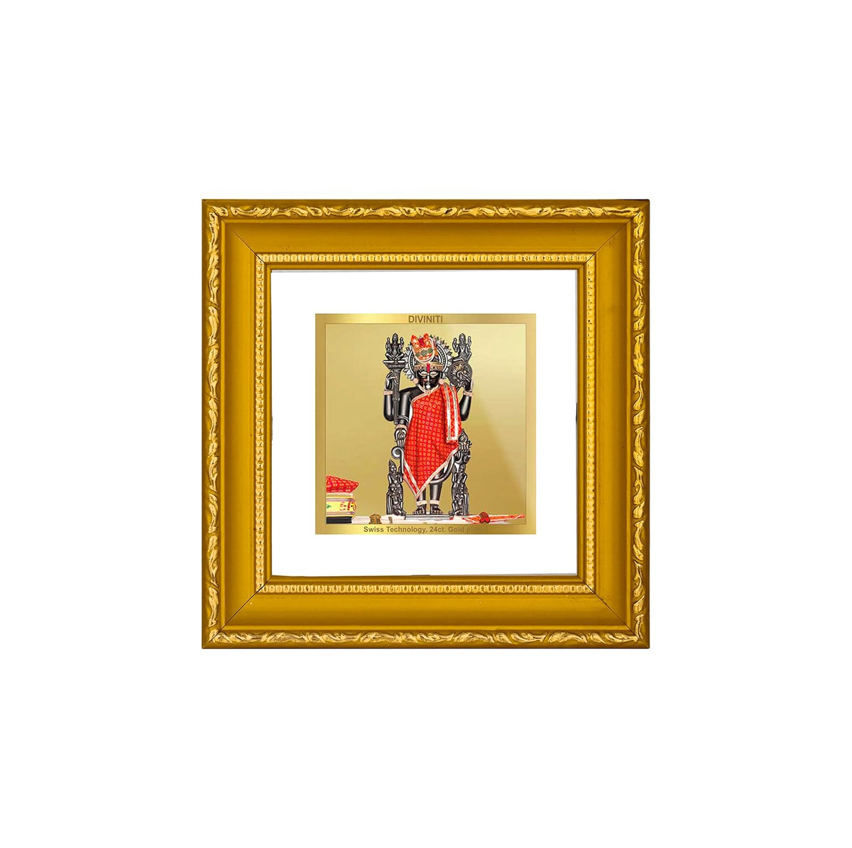 Diviniti Dwarkadhish Gold Plated Wall Photo Frame, Table Décor| DG Frame 101 Size 1A and 24K Gold Plated Foil| Religious Photo Frame Idol For Pooja, Gifts Items (10 CM X 10 CM)
