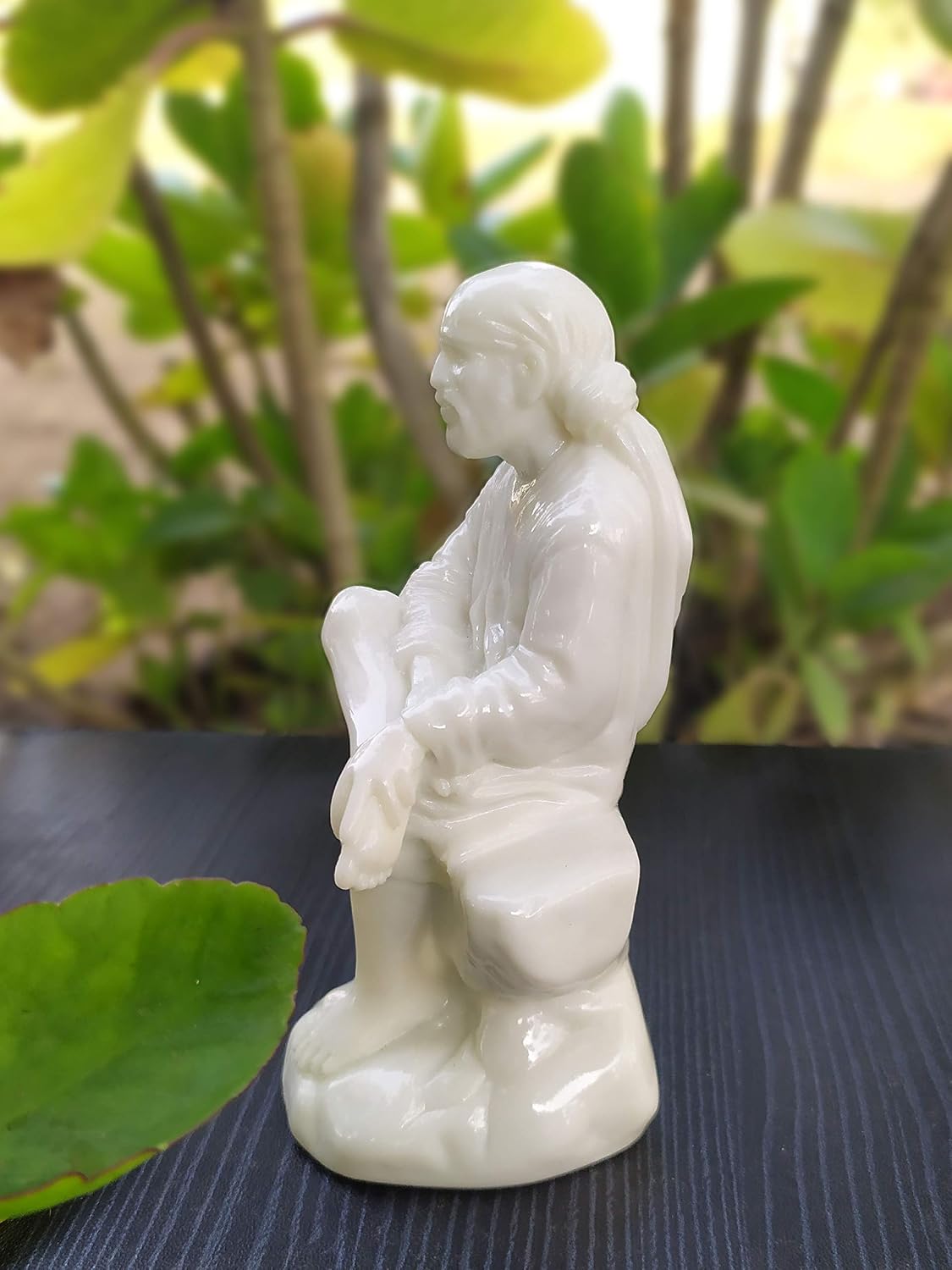 SHINDE EXPORTS Shirdi Saibaba Marble Idol for car Dashboard and Gifting (4.5 inches)