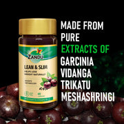 Zandu Lean & Slim | Enriched With The Goodness Of 6 Herbs To Help You In Weight Loss Journey | Acts As A Metabolism Booster & Supports Weight Management, (60 Caps), Pack of 1