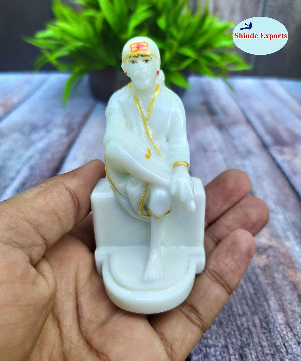 SHINDE EXPORTS Shirdi Saibaba Marble Statue Idol for Home and car (Zero no. (3.5 inches))