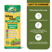 Zandu Giloy Tulsi Health Juice with 3 added Herbs, 1 L, Pure and Natural, Builds Immunity, Antioxidant, Improves Liver Function