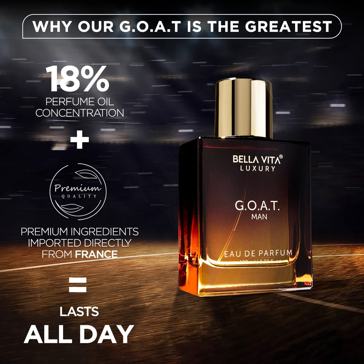 Bella Vita Luxury G.O.A.T Liquid Eau De Parfum Perfume Fragrance Lavender Scent Spray, 100 Ml & Men Perfume Gift Set 4X20 Ml, 80 Millilitres