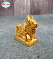 SHINDE EXPORTS Small Brass Nandi Idol Statue vastu Bull murti for Pooja at mandir Home (4cm)