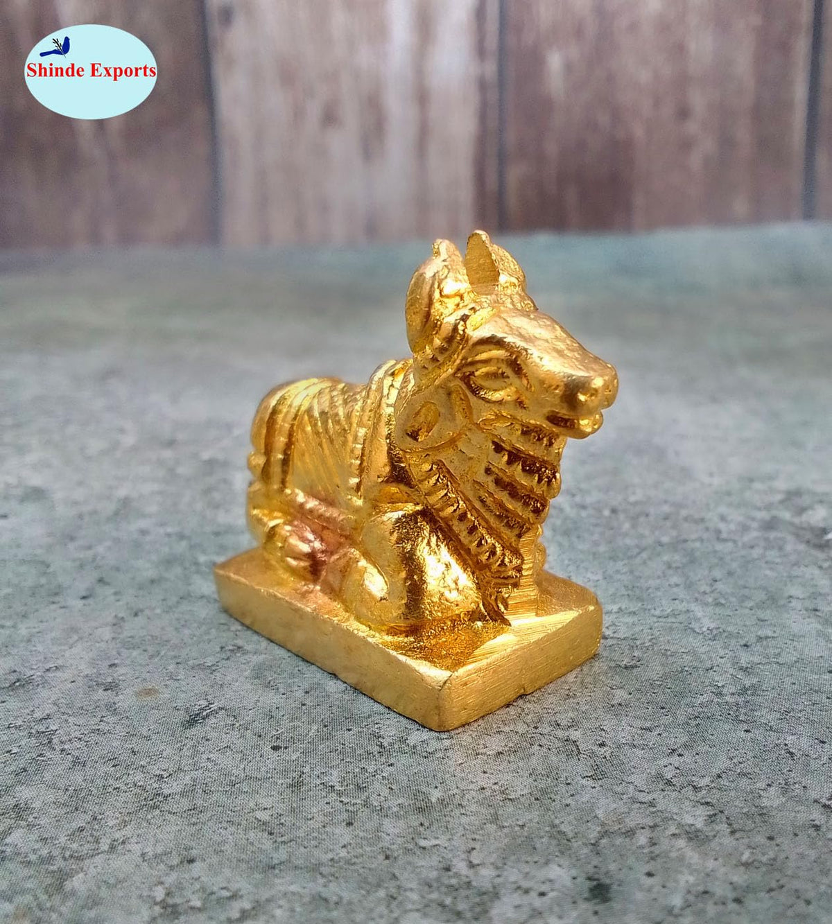 SHINDE EXPORTS Small Brass Nandi Idol Statue vastu Bull murti for Pooja at mandir Home (4cm)