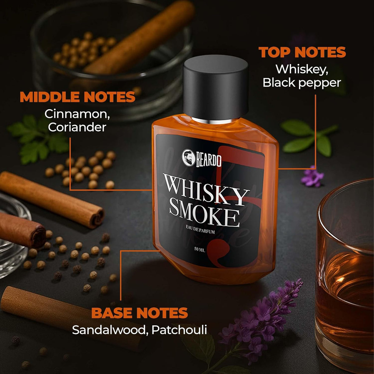 BEARDO Whisky Smoke Collectors Edition -Bourbon,Firebomb,Single Malt & Whiskey Smoke (50ml x 4) | Long Lasting Fragrance | Long Lasting Perfume for Men | Gift for Men | Gift for Friend