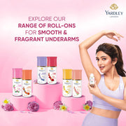 Yardley London English Rose Underarm Deodorant Roll On | With Licorirce Extract & Floral Extracts | Smooth & Eventoned Underarms | 48 H Long Lasting Floral Scent| 0% Alcohol & Dermat Approved | For Women | 50ml